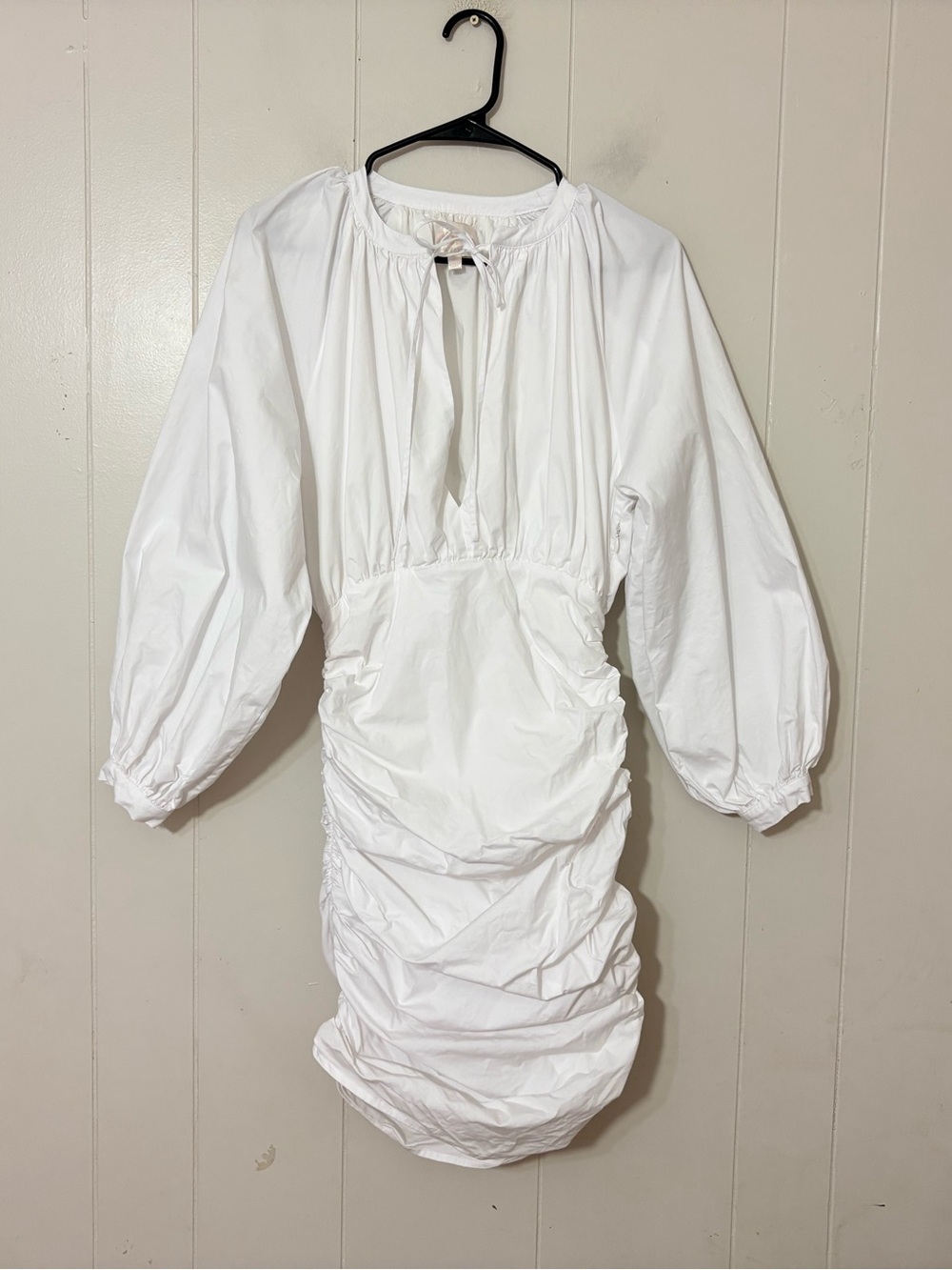 Stone Cold Fox White Ruched Long Sleeve Mini Dress Size S Bridal